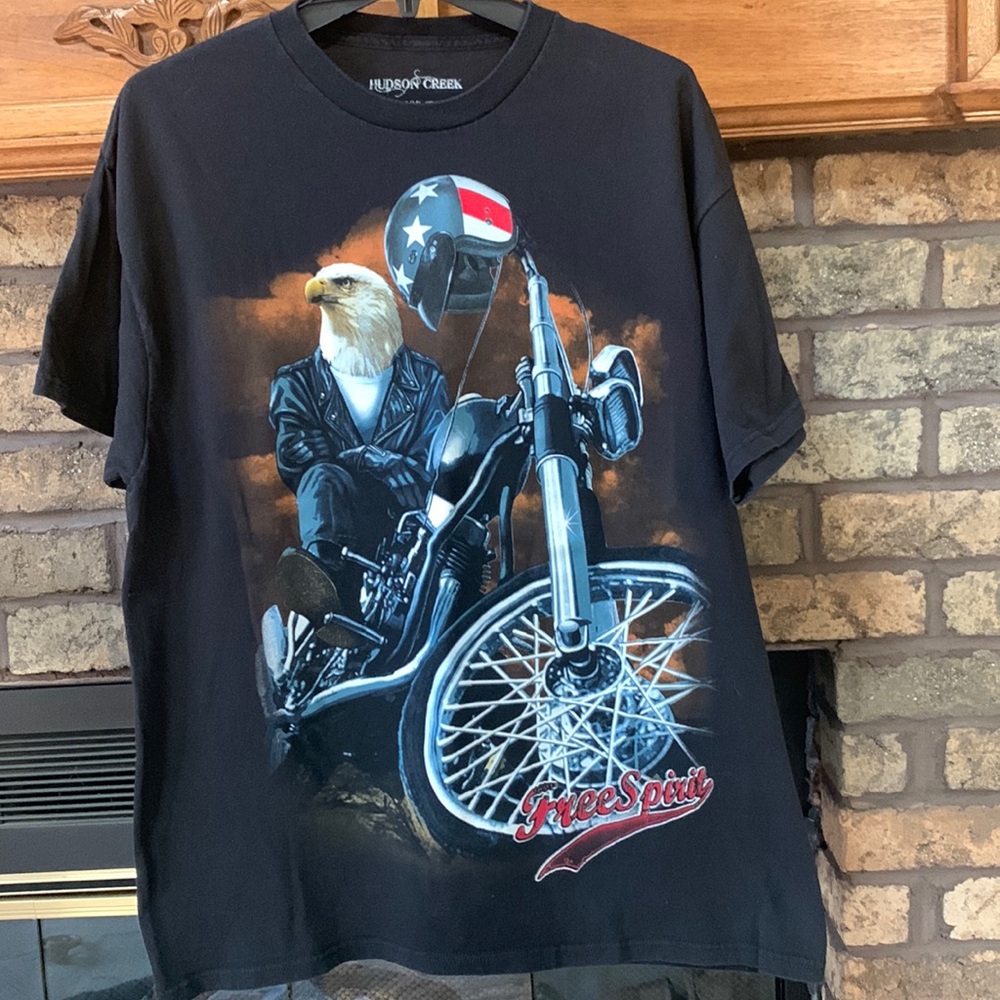 Mens xxl motorcycle black tee from Hudson creek.  Good used condition